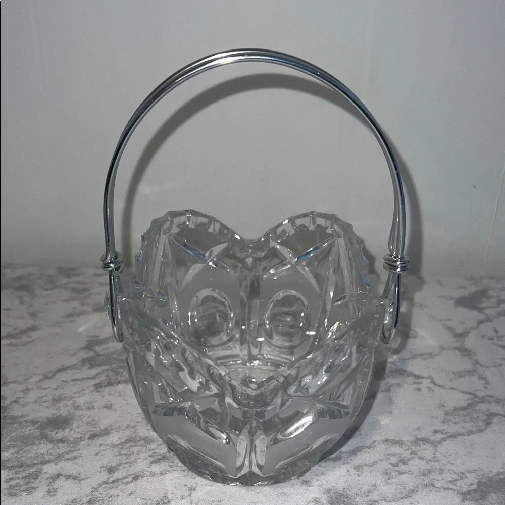 Crystal Basket with Silver Handle